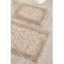 ÇAPA HOME PAMUK 2'Lİ BANYO PASPASI YAPRAK DESEN BEJ 8696474231912